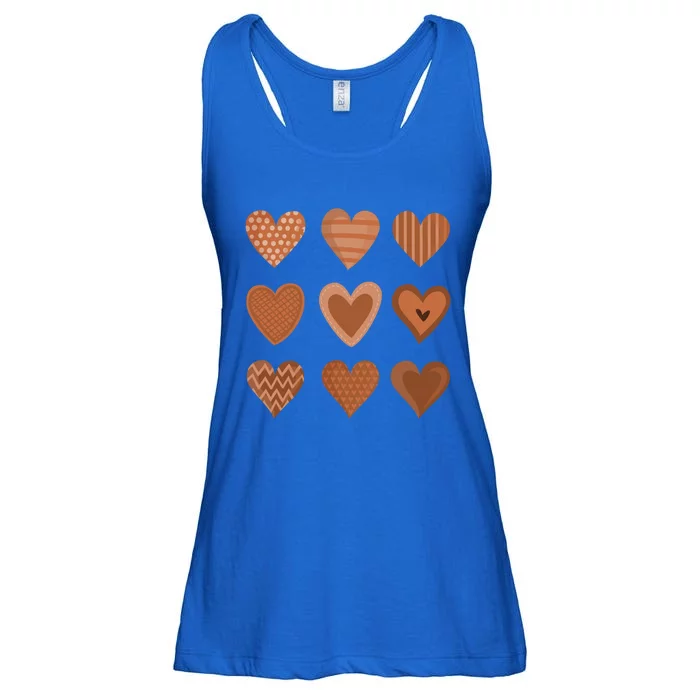 Melanin Skin Tone Hearts Black History Month Juneteenth Gift Ladies Essential Flowy Tank