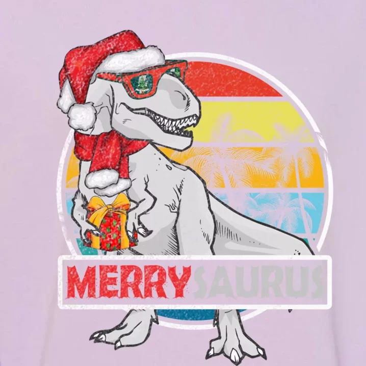 Merry Saurus T Rex Dinosaur Family Matching Xmas Christmas Gift Garment-Dyed Sweatshirt