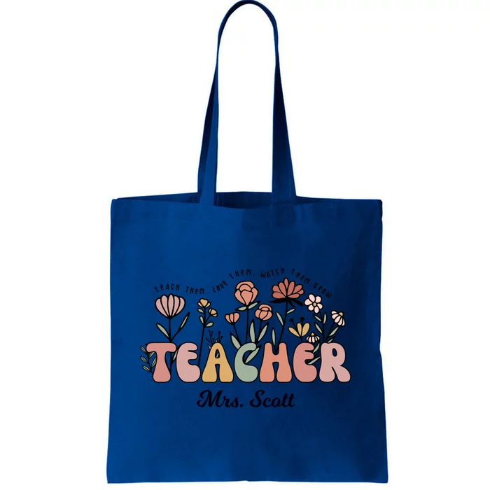 Mrs Scott Teacher Wildflower Back To School Gift Tote Bag