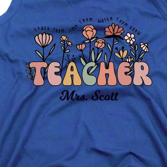 Mrs Scott Teacher Wildflower Back To School Gift Tank Top