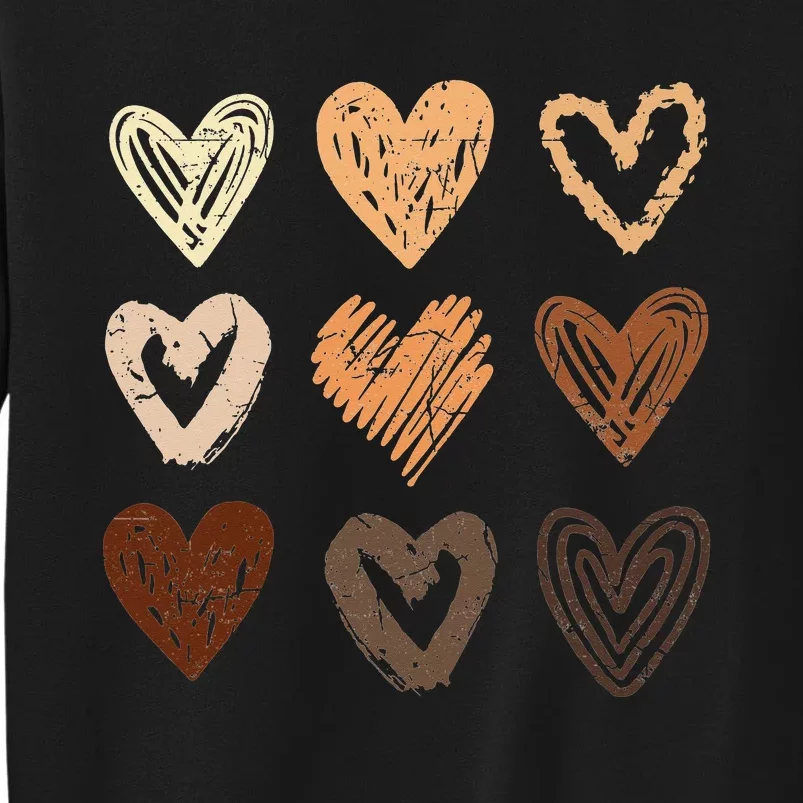 Melanin Skin Tone Hearts Juneteenth Black History Month Sweatshirt