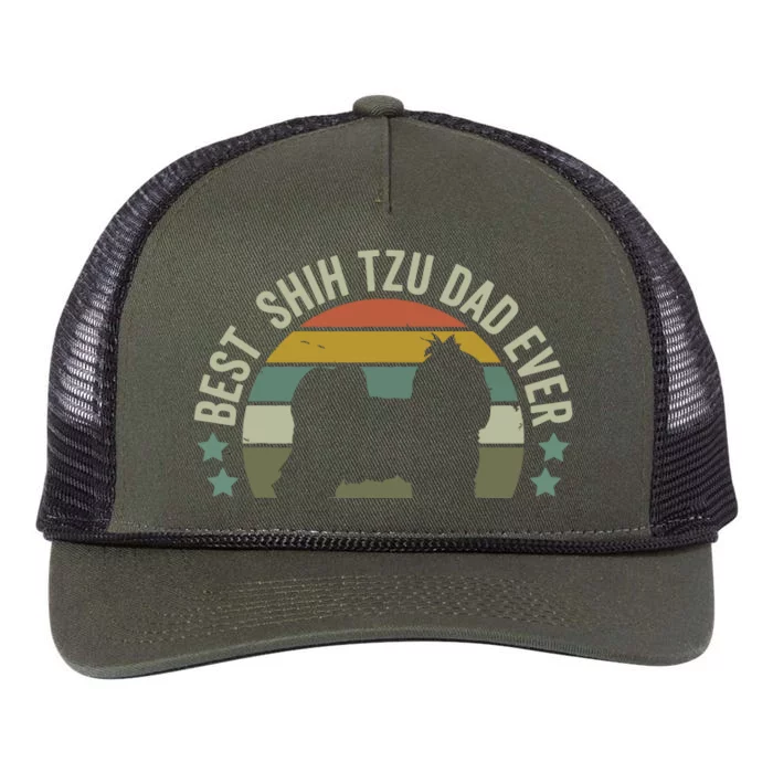 Men Shih Tzu Clothes Best Dog Dad Fathers Day Doggy Retro Rope Trucker Hat Cap