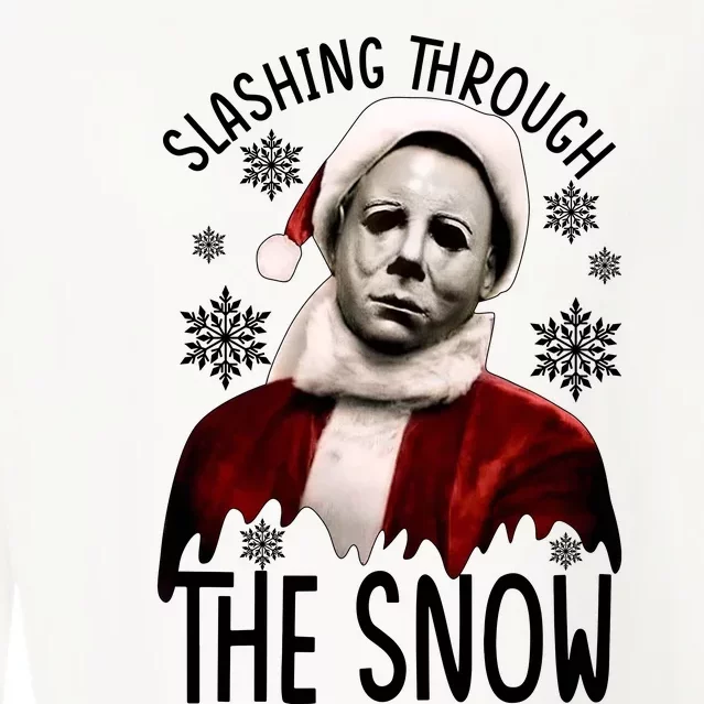 Myers Slashing Through The Snow Horror Christmas Cropped Pullover Crew