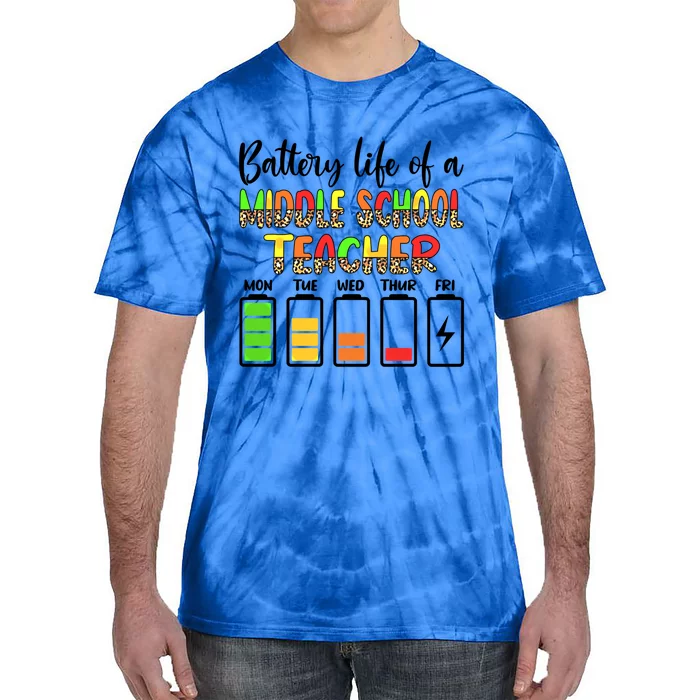 Middle School Teacher Battery Life Middle School Teachers Gift Tie-Dye T-Shirt