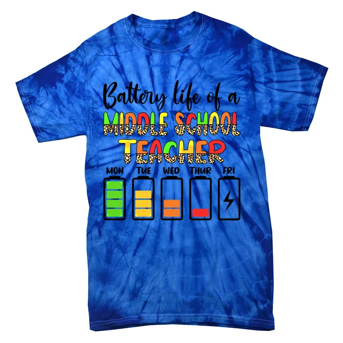 Middle School Teacher Battery Life Middle School Teachers Gift Tie-Dye T-Shirt