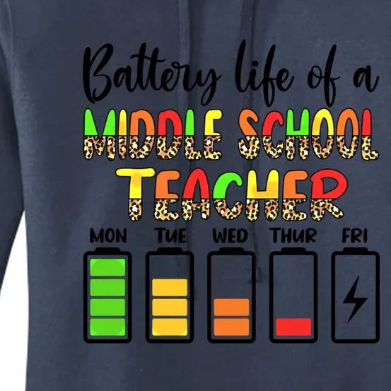 Middle School Teacher Battery Life Middle School Teachers Gift Women's Pullover Hoodie