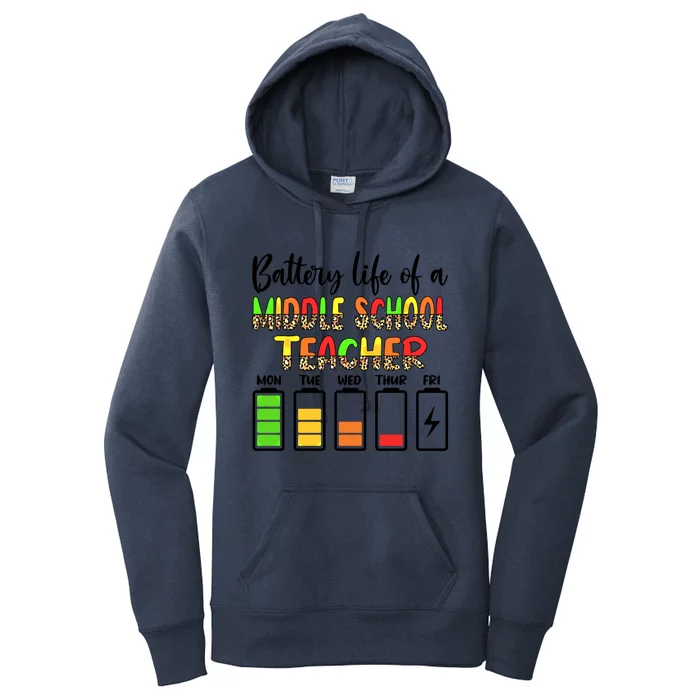 Middle School Teacher Battery Life Middle School Teachers Gift Women's Pullover Hoodie