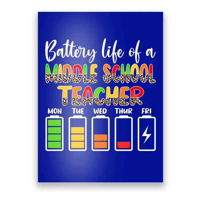 Middle School Teacher Battery Life Middle School Teachers Gift Poster