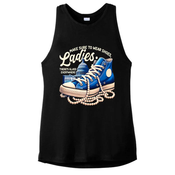 Make Sure To Wear Shoes Ladies Shoes Ladies Kamala Harris Ladies Tri-Blend Wicking Tank