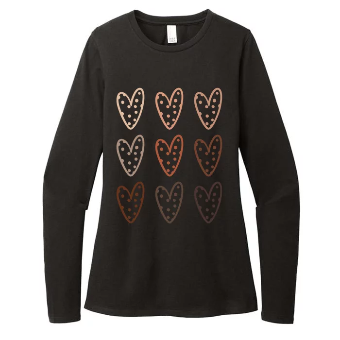 Melanin Skin Tone Hearts Black Pride Melanin Kindness Gift Womens CVC Long Sleeve Shirt