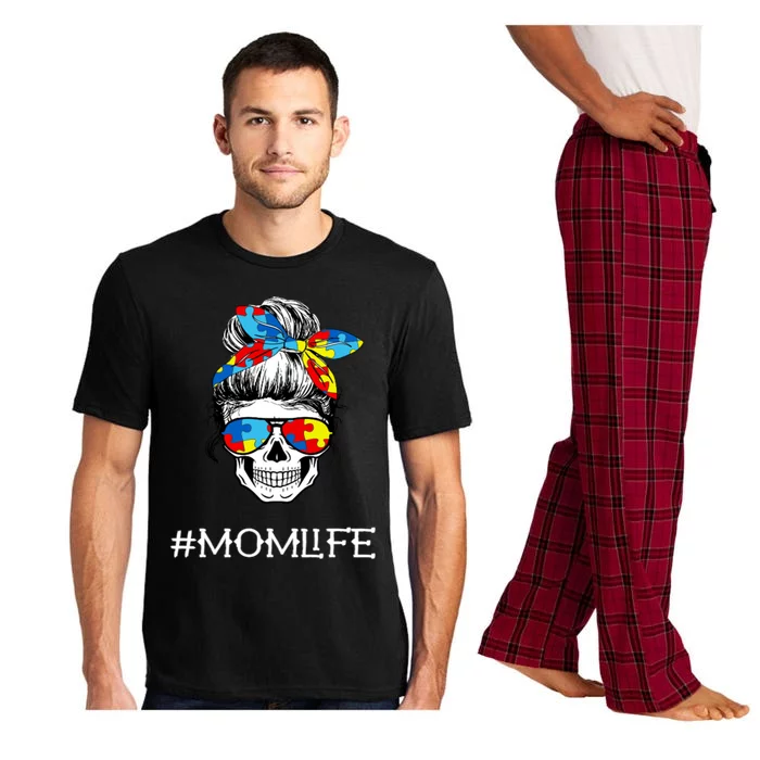 Mom Skull Tired Exhausted Autism Awareness Mama Cool Meaningful Gift Pajama Set