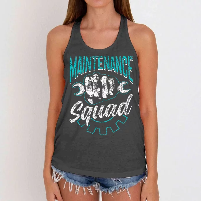 Maintenance Squad Technician Worker Maintenance Man Women's Knotted Racerback Tank