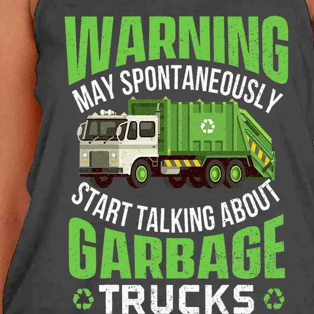 May Start Talking About Garbage Trucks  Waste Management Women's Knotted Racerback Tank