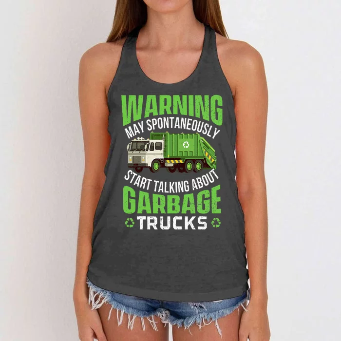 May Start Talking About Garbage Trucks  Waste Management Women's Knotted Racerback Tank