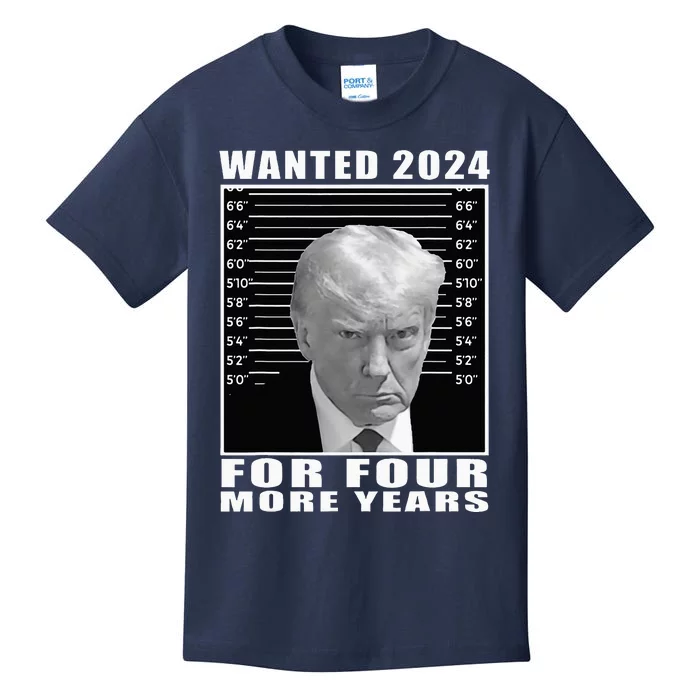 Mug Shot Trump Wanted 2024 For Four More Years Kids T-Shirt