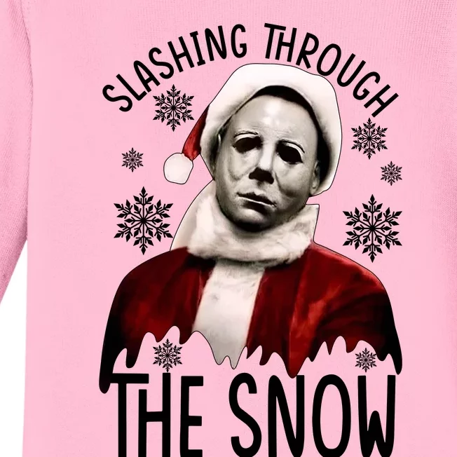 Myers Slashing Through The Snow Horror Christmas Baby Long Sleeve Bodysuit