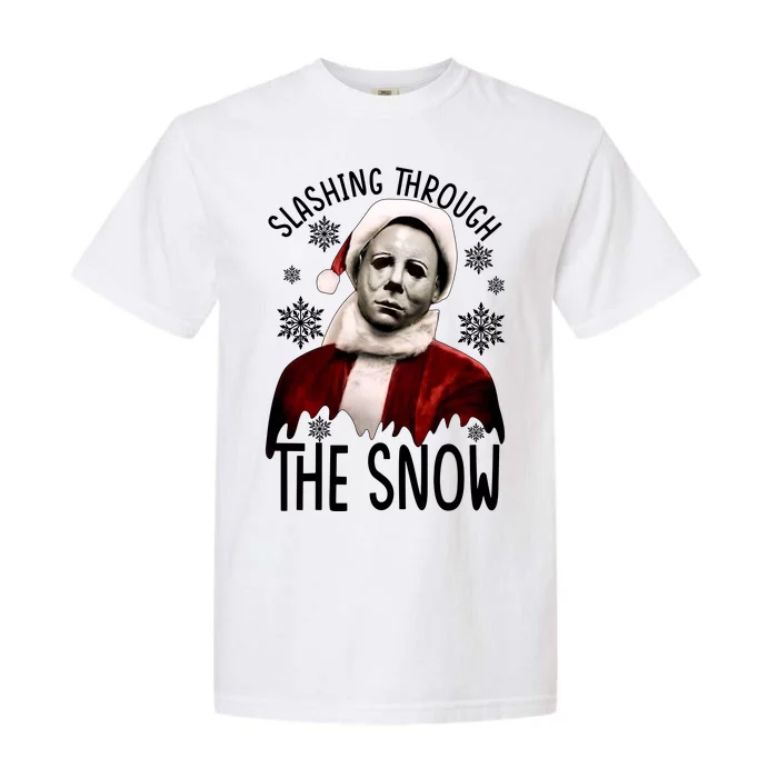 Myers Slashing Through The Snow Horror Christmas Garment-Dyed Heavyweight T-Shirt