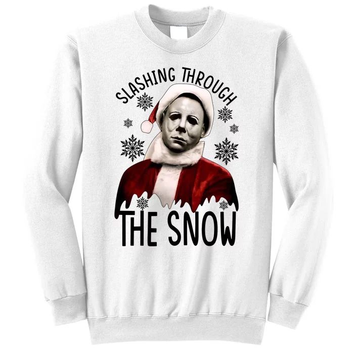 Myers Slashing Through The Snow Horror Christmas Sweatshirt