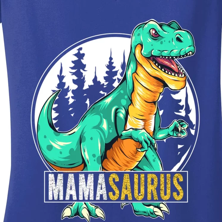 Mama Saurus T Rex Mothers Day Family Matching Gift Women's V-Neck T-Shirt