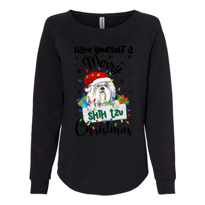 Merry Shih Tzu Christmas Shih Tzu Xmas Party Gift Womens California Wash Sweatshirt