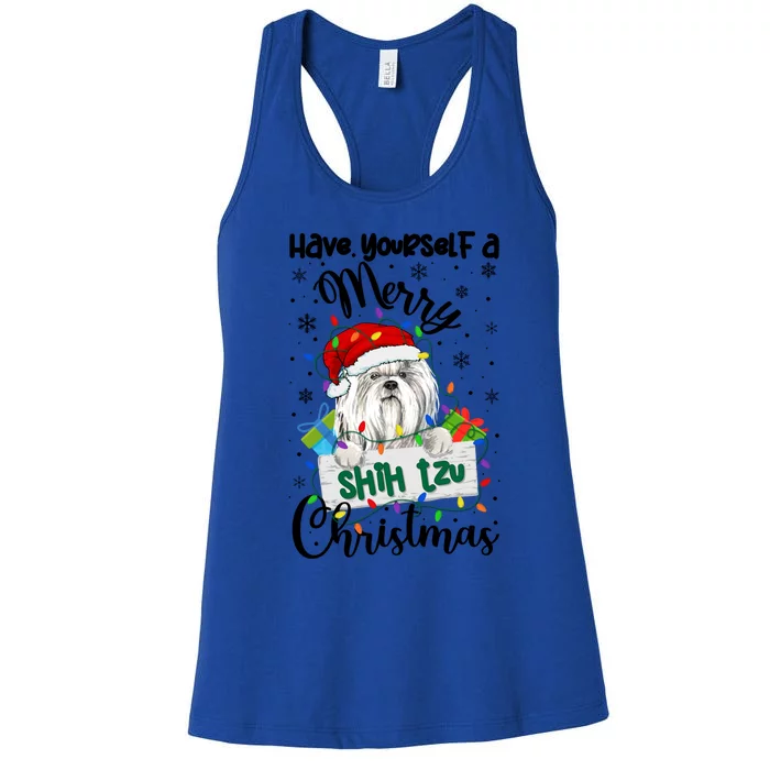 Merry Shih Tzu Christmas Shih Tzu Xmas Party Gift Women's Racerback Tank