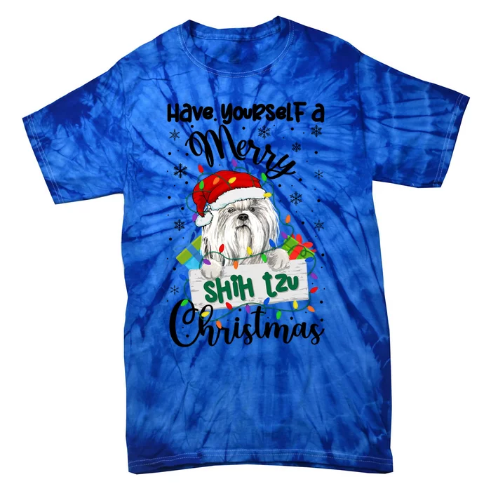 Merry Shih Tzu Christmas Shih Tzu Xmas Party Gift Tie-Dye T-Shirt