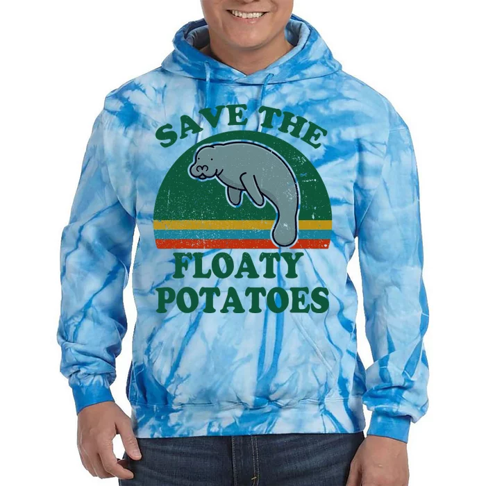 Manatee Save The Floaty Potatoes Funny Chubby Mermaid Tie Dye Hoodie