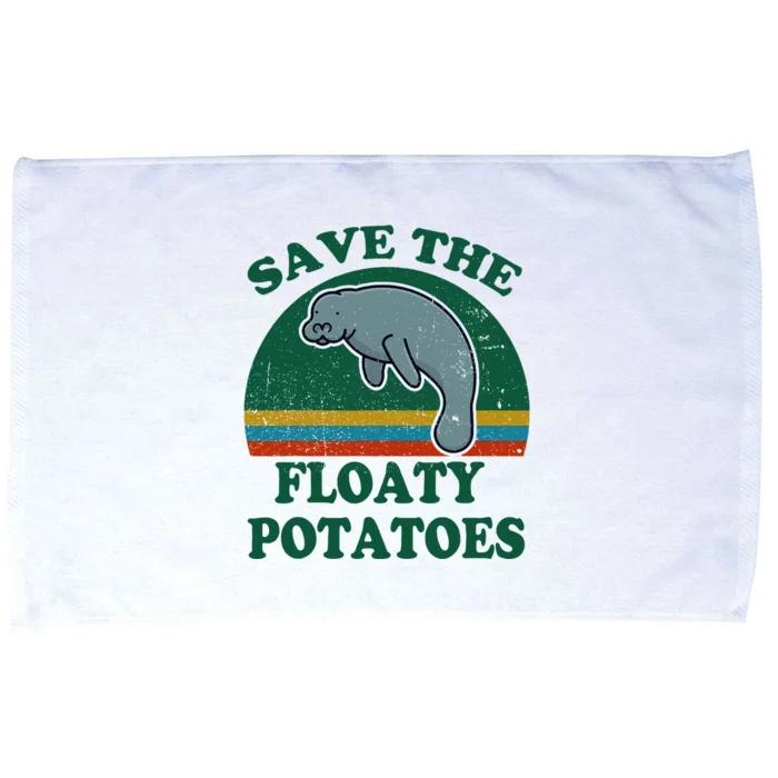 Manatee Save The Floaty Potatoes Funny Chubby Mermaid Microfiber Hand Towel