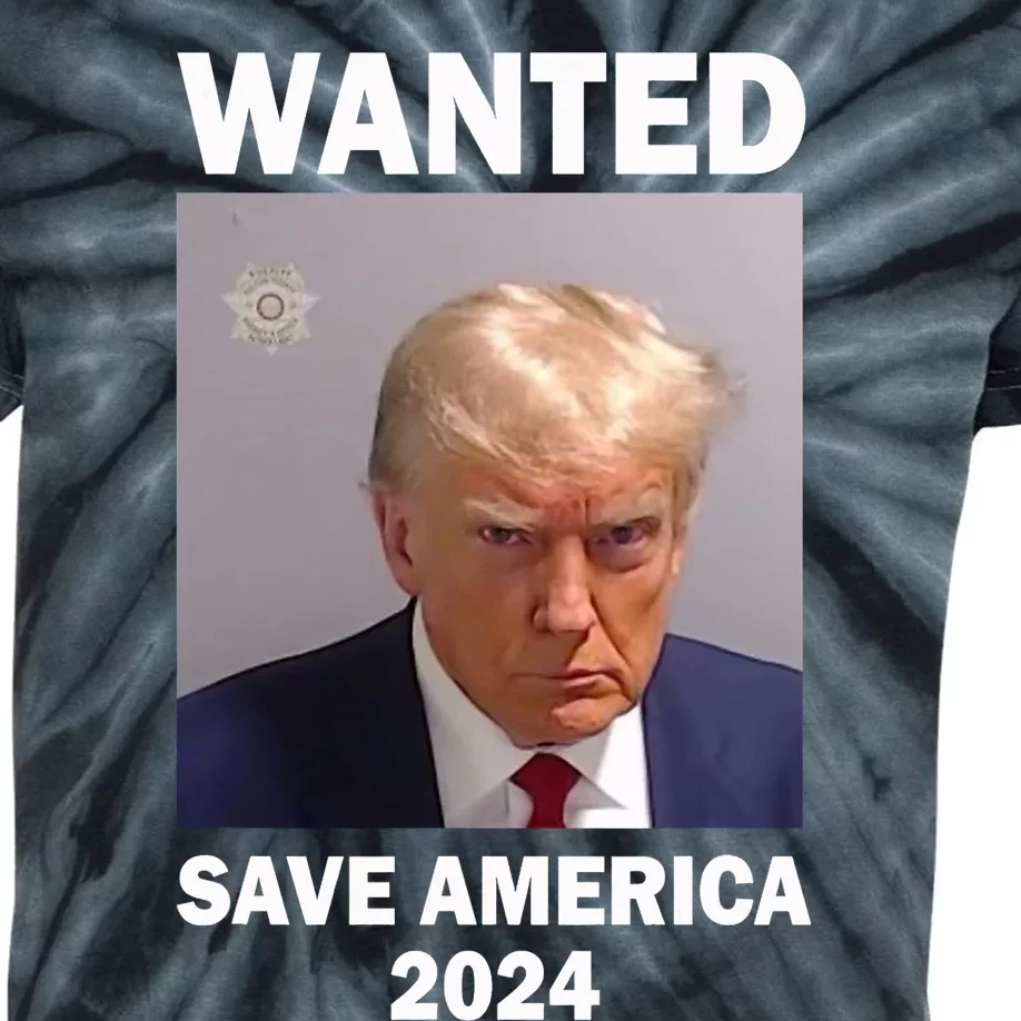 Mug Shot Trump Wanted Save America 2024 Kids Tie-Dye T-Shirt