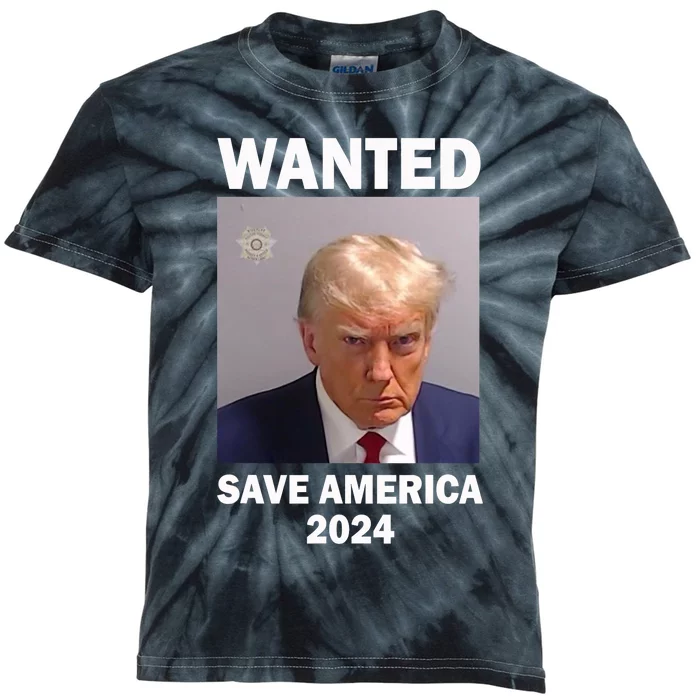 Mug Shot Trump Wanted Save America 2024 Kids Tie-Dye T-Shirt