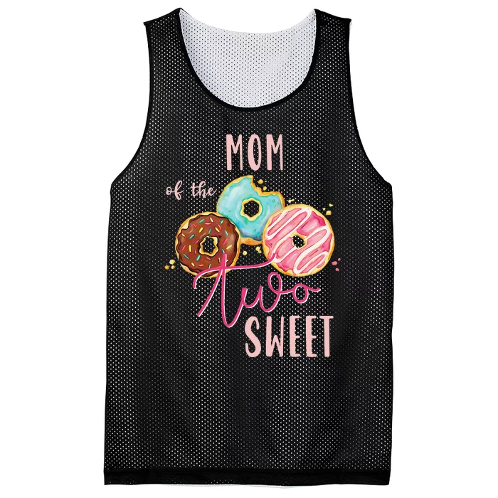 Mom Sweet Two Donut Birthday Party Theme Mesh Reversible Basketball Jersey Tank