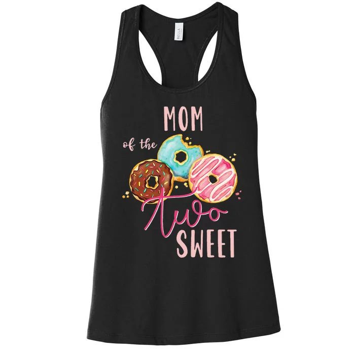 Mom Sweet Two Donut Birthday Party Theme Women's Racerback Tank