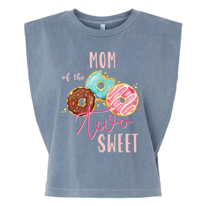 Mom Sweet Two Donut Birthday Party Theme Garment-Dyed Women's Muscle Tee