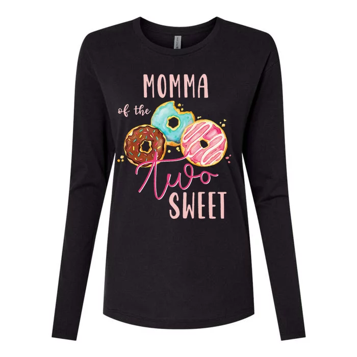 Momma Sweet Two Donut Birthday Party Theme Womens Cotton Relaxed Long Sleeve T-Shirt