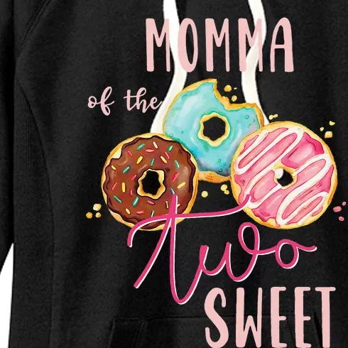 Momma Sweet Two Donut Birthday Party Theme Women's Fleece Hoodie