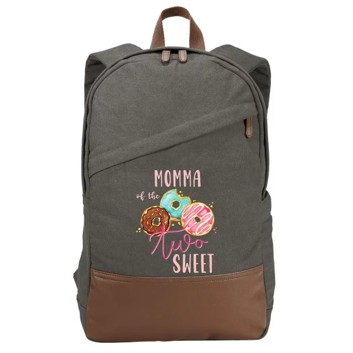 Momma Sweet Two Donut Birthday Party Theme Cotton Canvas Backpack