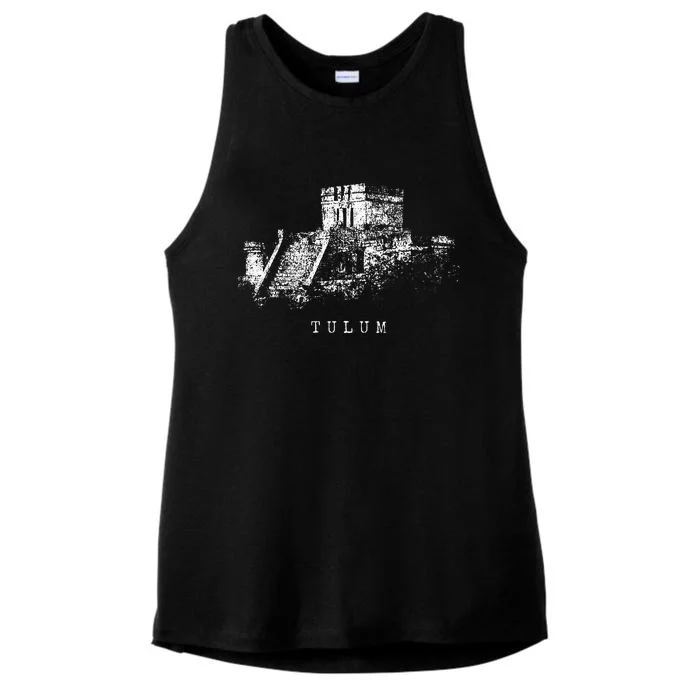 Maya Site Tulum Mexico Vintage Ruins Caribbean Riviera Maya Ladies Tri-Blend Wicking Tank