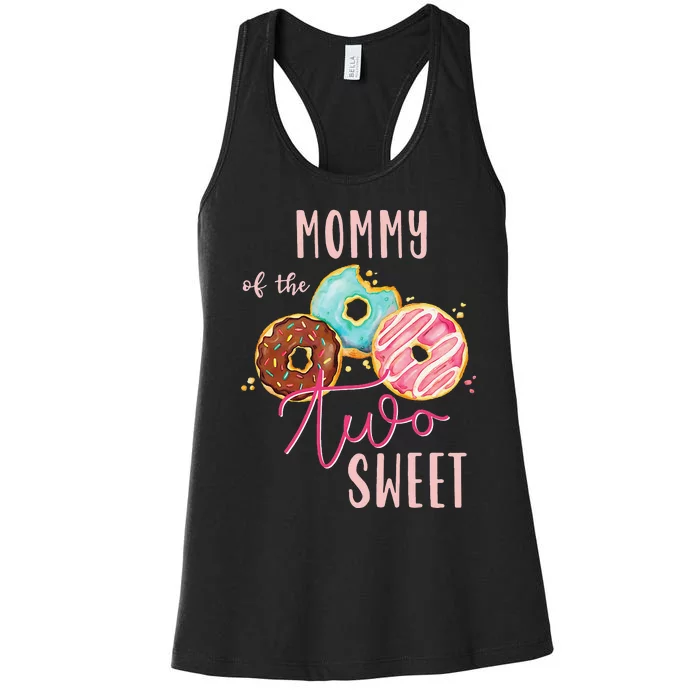 Mommy Sweet Two Donut Birthday Party Theme Women's Racerback Tank