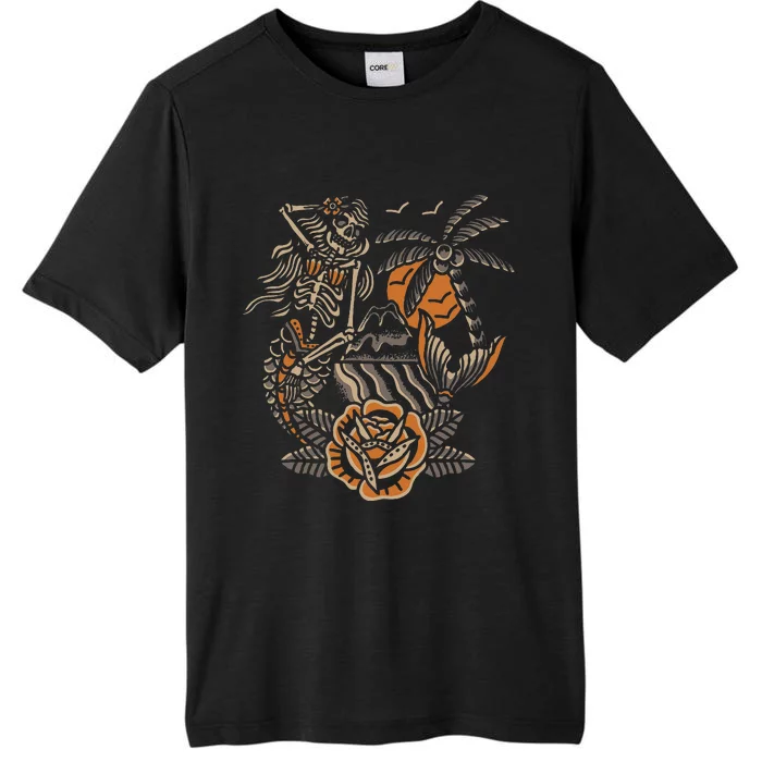 Mermaid Skeleton Traditional Tattoo Old School Tattoo Flash ChromaSoft Performance T-Shirt