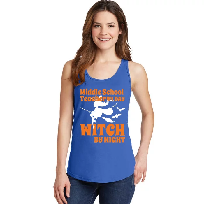 Middle School Teacher By Day Witch By Night Halloween Gift Ladies Essential Tank