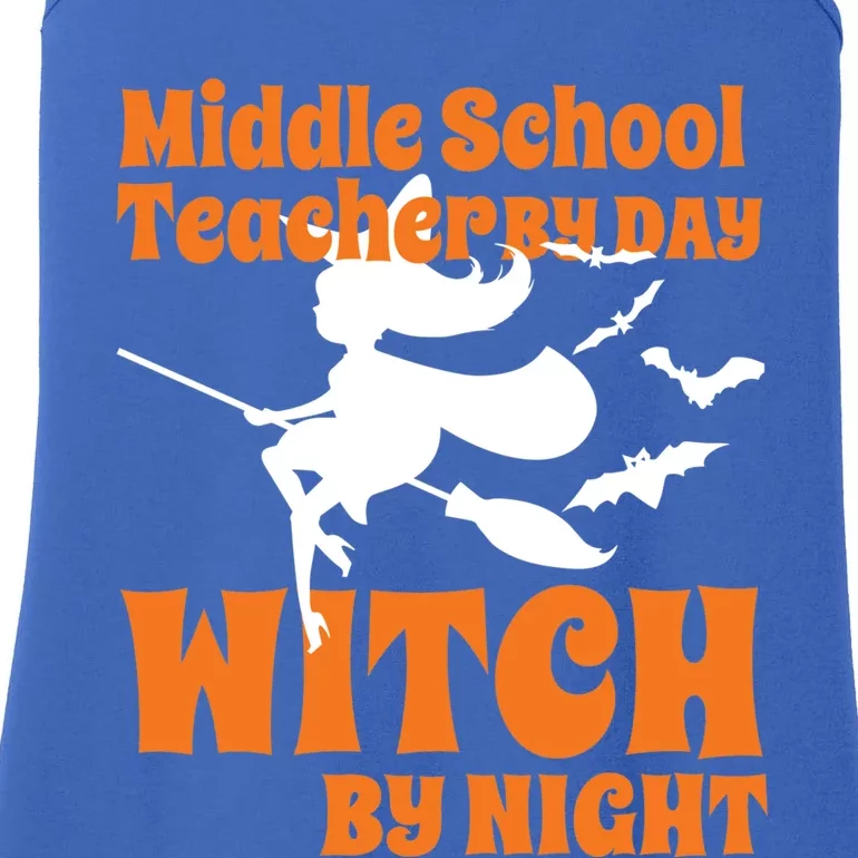 Middle School Teacher By Day Witch By Night Halloween Gift Ladies Essential Tank