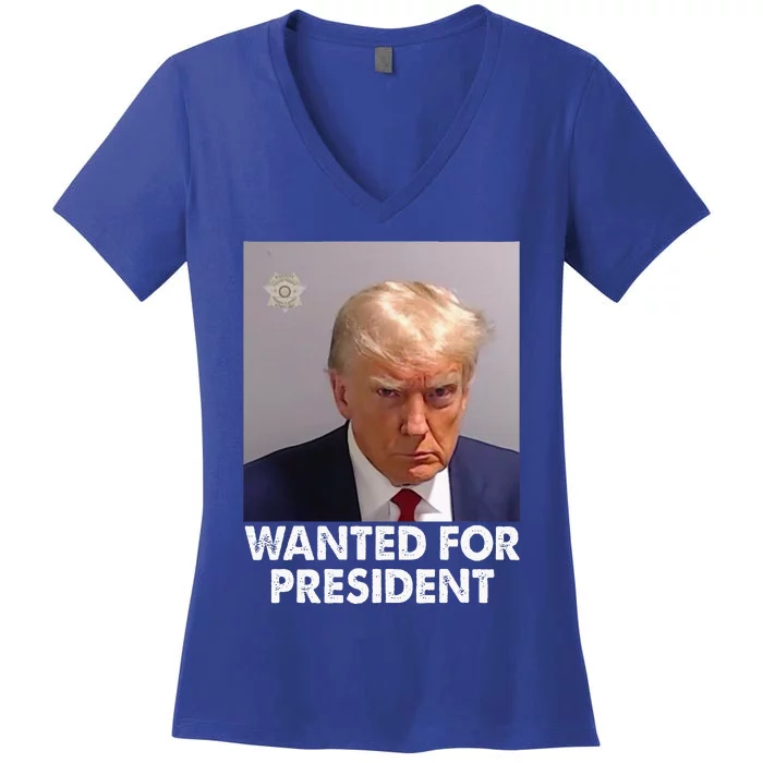 Mug Shot Trump Wanted For President Women's V-Neck T-Shirt