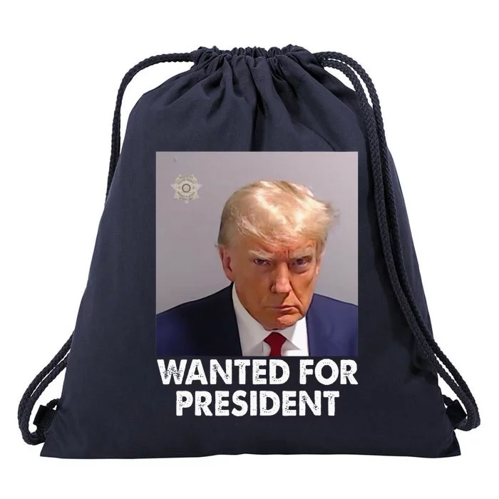 Mug Shot Trump Wanted For President Drawstring Bag