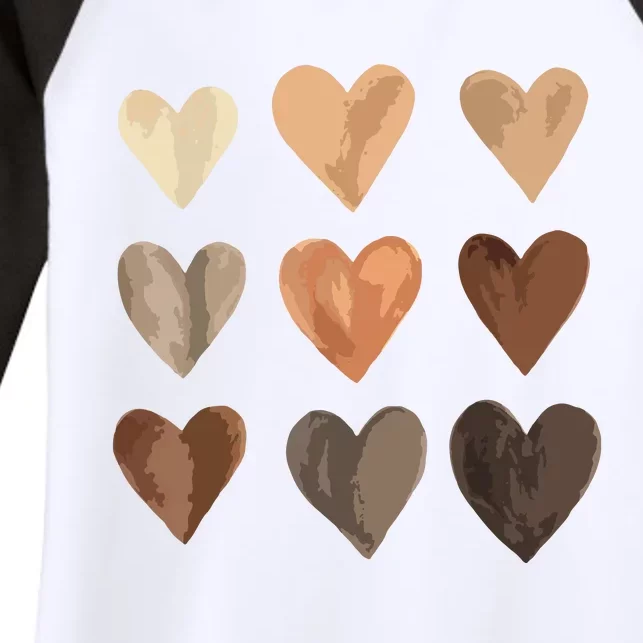 Melanin Skin Tone Hearts Juneteenth Black History Women Women's Tri-Blend 3/4-Sleeve Raglan Shirt