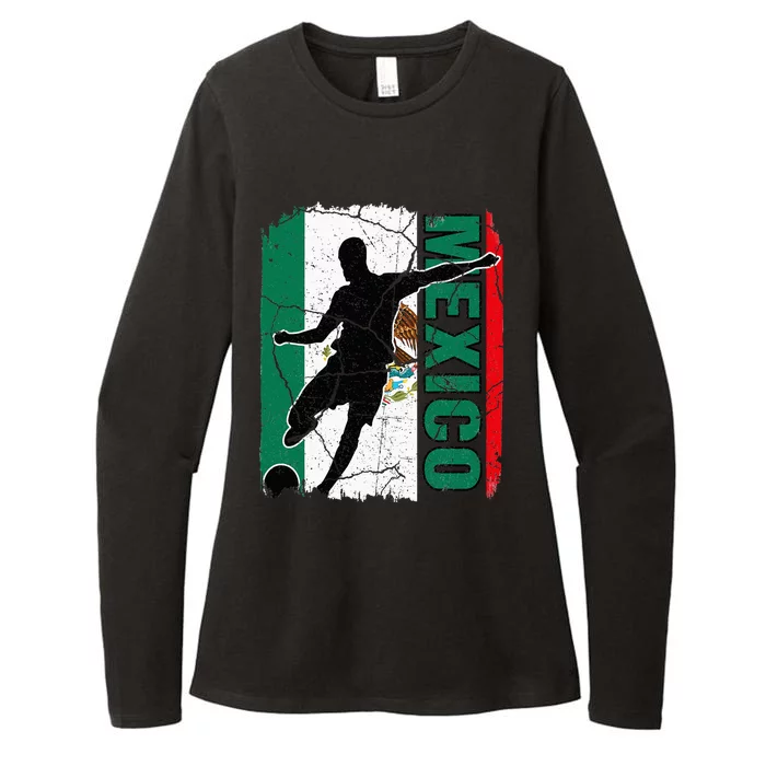 Mexican Soccer Team Mexico Flag Jersey Womens CVC Long Sleeve Shirt