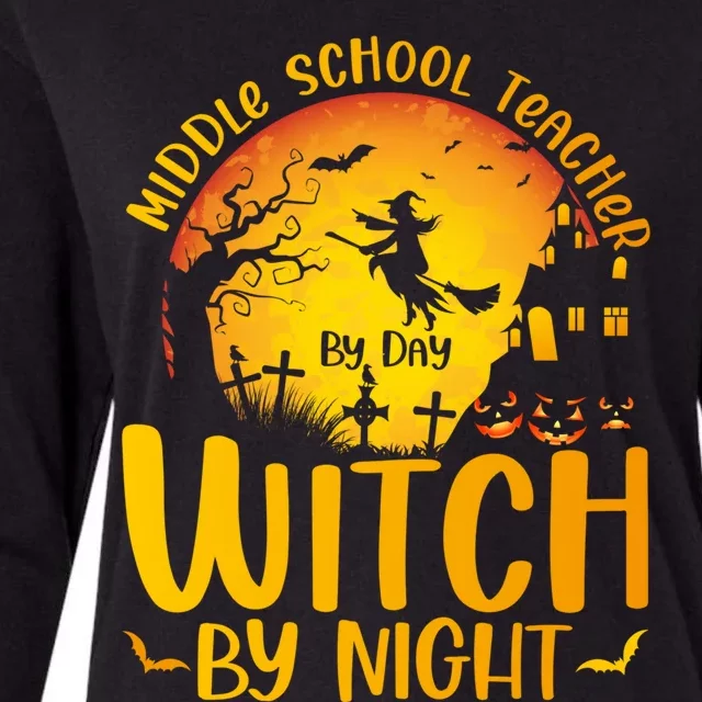 Middle School Teacher By Day Witch By Night Teacher His/Her Gift Womens Cotton Relaxed Long Sleeve T-Shirt