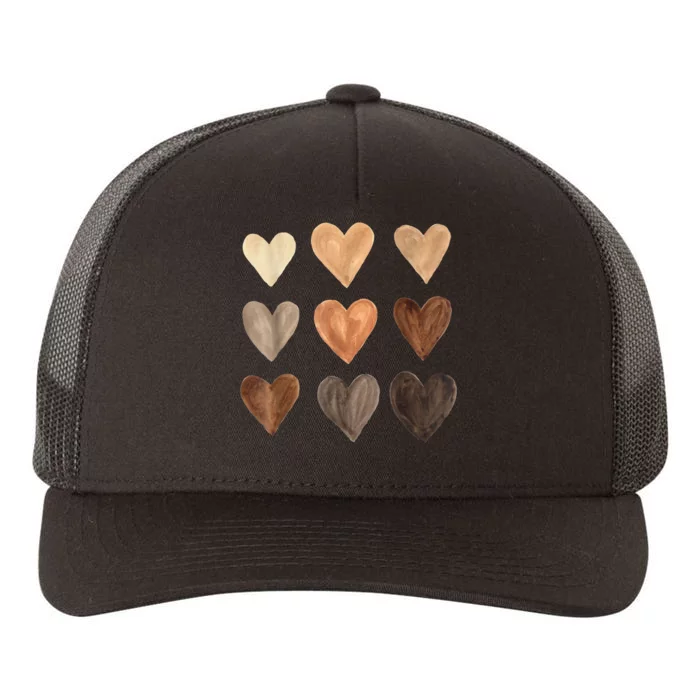 Melanin Skin Tone Hearts Juneteenth Black History Yupoong Adult 5-Panel Trucker Hat