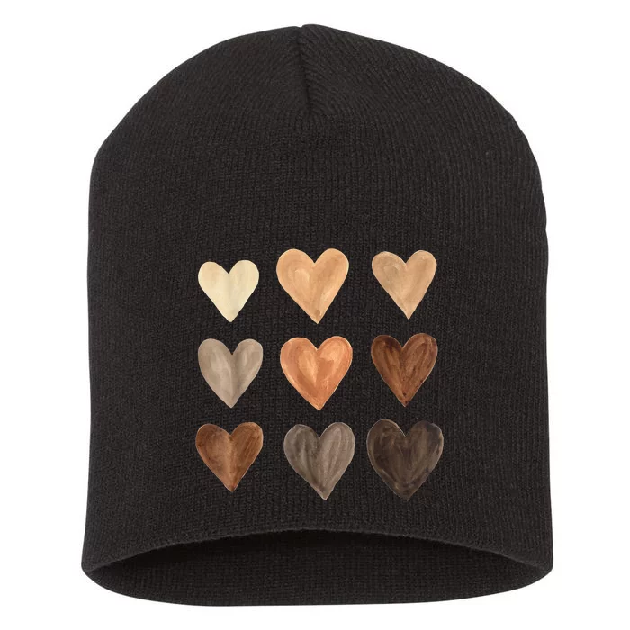 Melanin Skin Tone Hearts Juneteenth Black History Short Acrylic Beanie