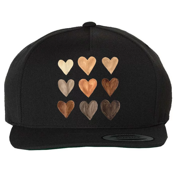 Melanin Skin Tone Hearts Juneteenth Black History Wool Snapback Cap