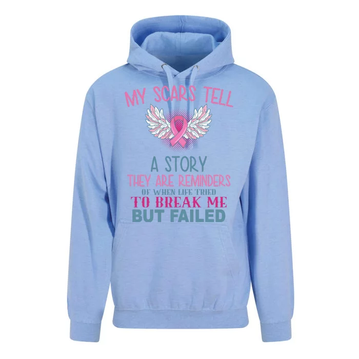 My Scars Tell A Story Breast Cancer Survivor Quote Unisex Surf Hoodie